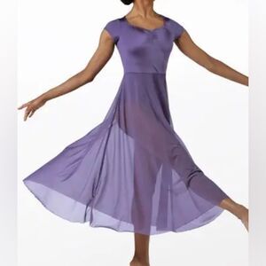 WEISSMAN Dance Costume purple mesh maxi lyrical Wilder Mind 14516 MA adult
